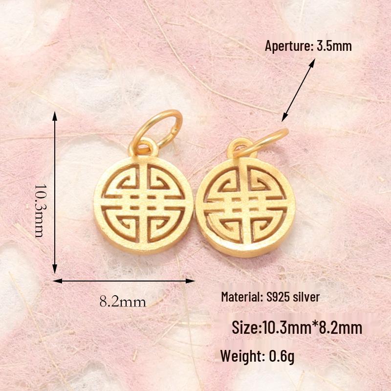S925 Silver Gold-Plated Butterfly Abacus Pendant with Fu Character for DIY Bracelet & Necklace