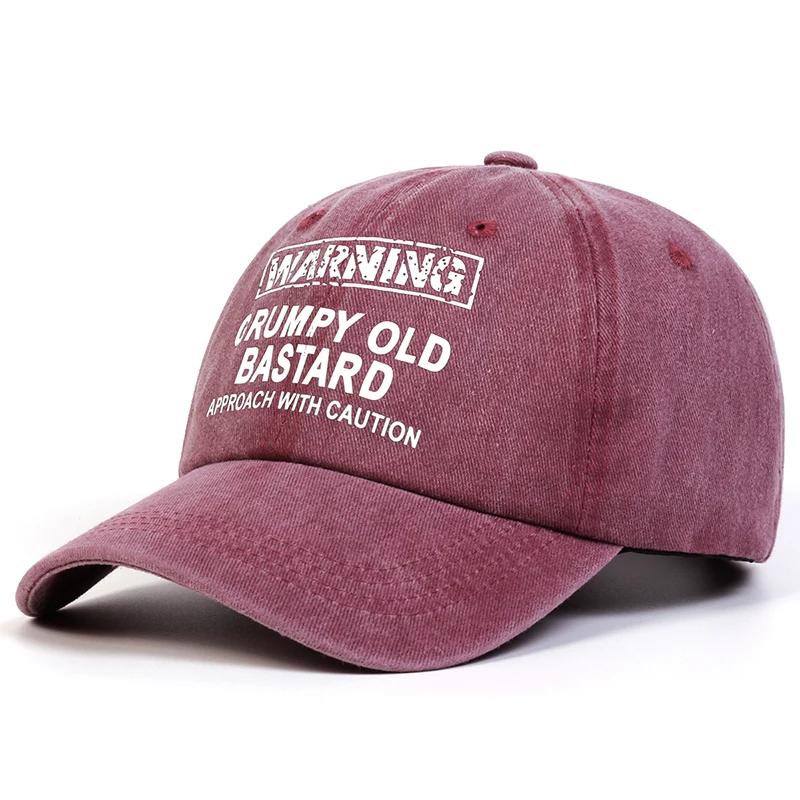 Unisex Warnung Grantiger Alter Bastard Aufdruck Waschen Baseballkappen Frühling Herbst Outdoor Verstellbar Lässige Hüte Sonnenschutzmütze Kappe gray