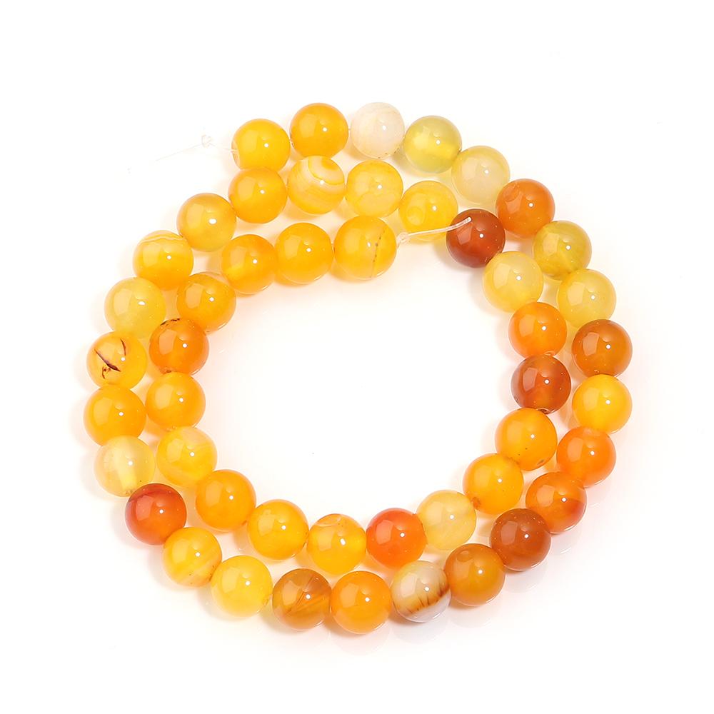 4/6/8/10/12mm Natural Orange Yellow Stripe Agate Stone Beads Round Loose Beads For Jewelry Making DIY Necklace Bracelet Supplies