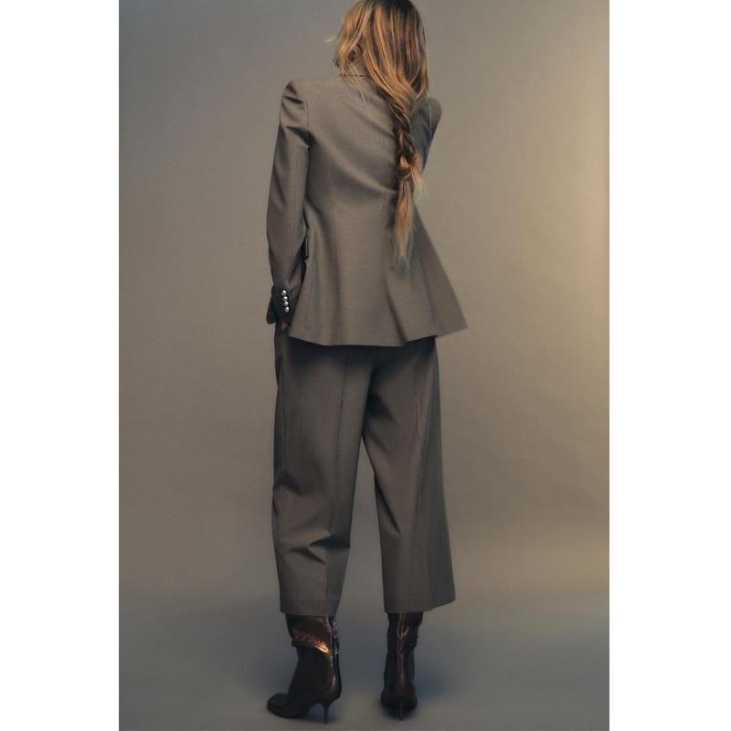 Autumn and Winter New Women clothes Houndstooth Blazers 9320565 High Waist Casual Wide Leg Pants 9316565