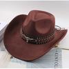 Western Cowboy Style Tibetan Bull Head Accessories Fashion Top Hat Autumn/Winter New Collection Deer Skin Velvet Large Edge Riding Hat