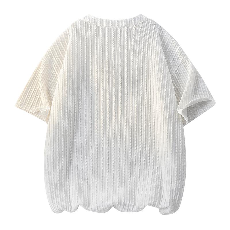 Ice silk short-sleeved T-shirt men's V-neck quick-drying summer loose cool top men's clothing