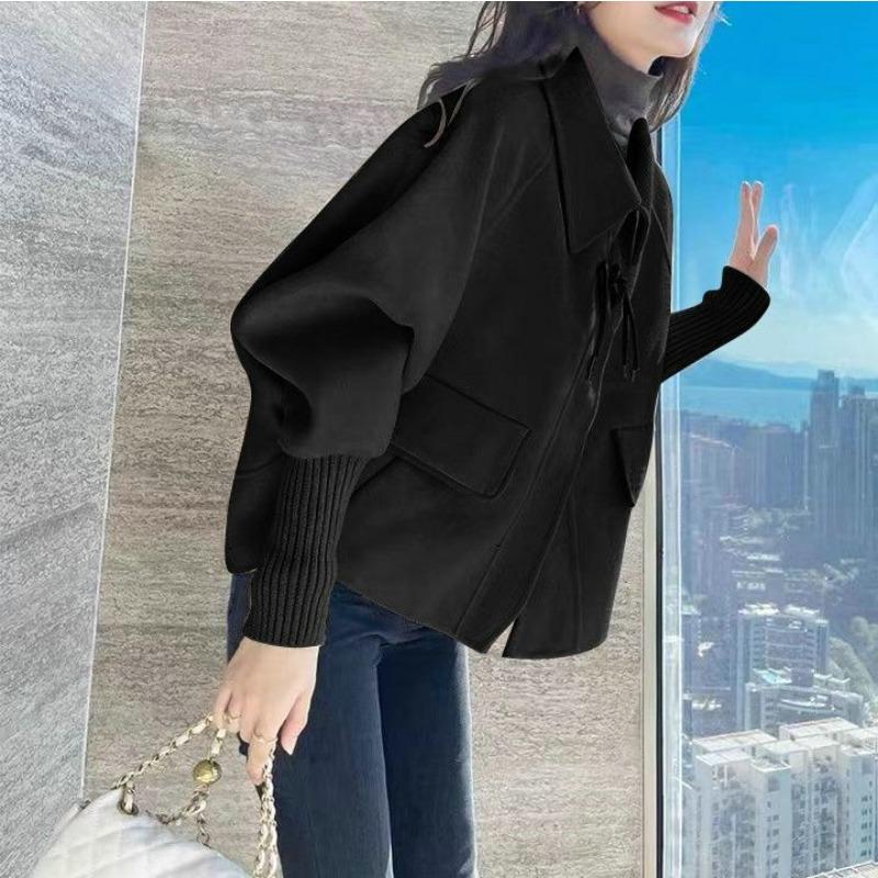 Autumn and Winter New Korean Style Plus Plush Woolen Coat Women's Large Size Loose Versatile Short Women's Woolen Top Jacket