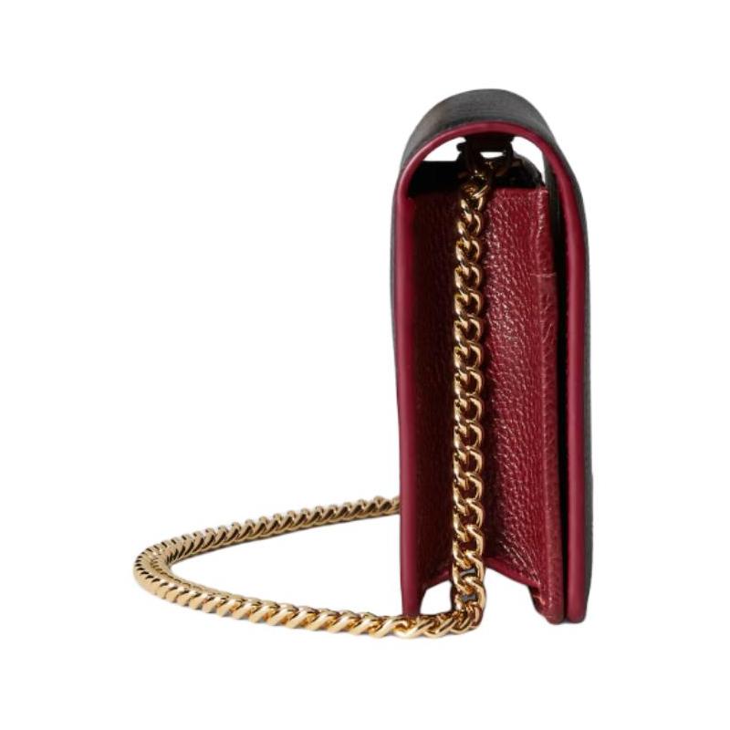 Gucci Marmont brand logo chain design cowhide shoulder bag women's black