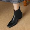 Krazing Pot Zimowe grube botki Chelsea ze skóry krowiej na średnim obcasie, podstawowy design, damskie wsuwane, rozmiar 43, obuwie uliczne, botki za kostkę