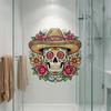 Dia De Los Muertos Window Clings Flower Skull Wall Sticker, Day of The Dead Decorative Mexican Style Festival Ornaments Decals, Waterproof PVC