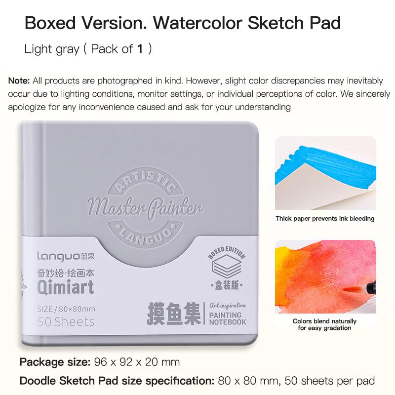 Mini Drawing Books 50Sheets Languo Square Watercolor Sketchbook Thick Paper Drawing Painting Paper Work Relaxation Art Supplies