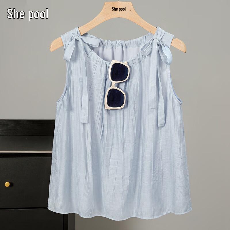 Women s Pleated Bow-knot Tank Top S