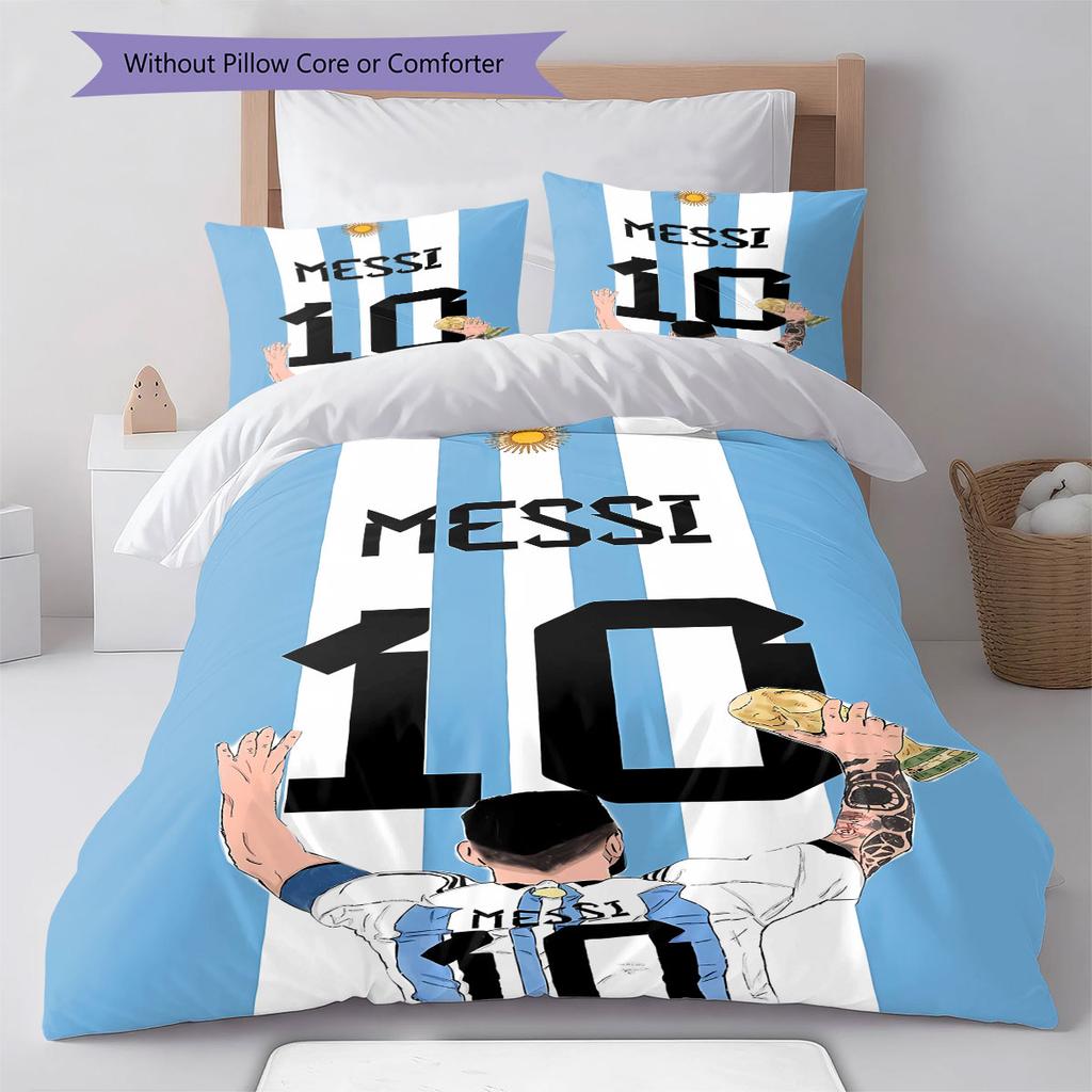 Biancheria da letto con motivo Messi, Set piumino Copripiumino Federa Regalo di compleanno per la casa(1 * copripiumino + 2 * federa, senza nucleo)