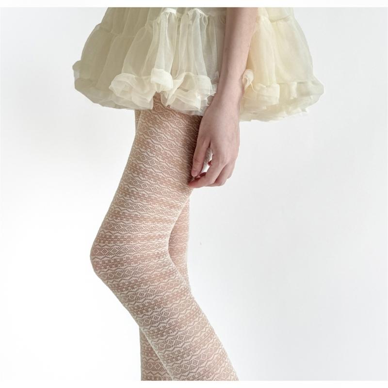 Women Lace Patterned Tights Fishnet Stockings Pantyhose Patterned Net Stockings Pantyhose for Raves Party Club