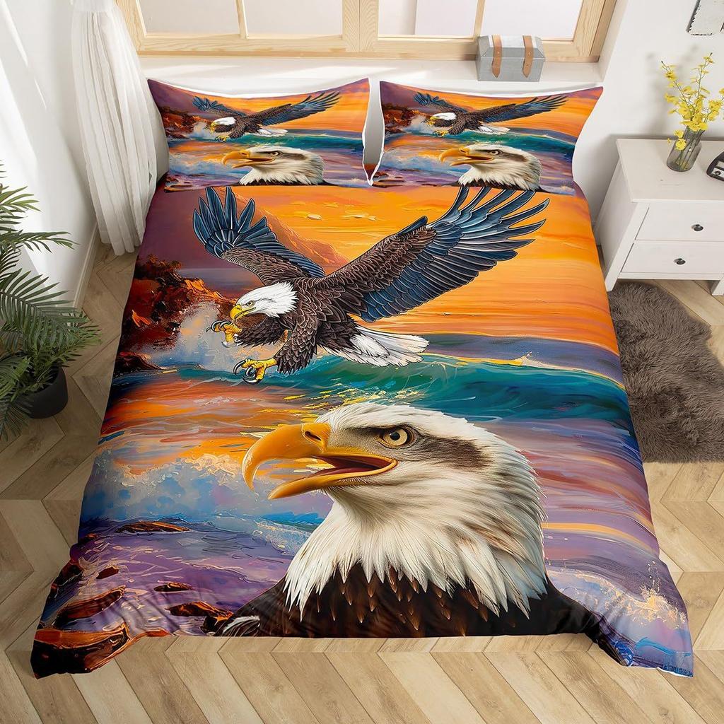 Adler Muster 3D Digitaldruck Quilt Set Dreiteiliges Bettwäscheset