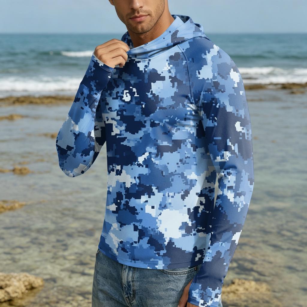 Men 50 Plus Sun Hoodie Long Sleeve Lightweight Quick Dry Hooded Shirt for Outdoor Activities