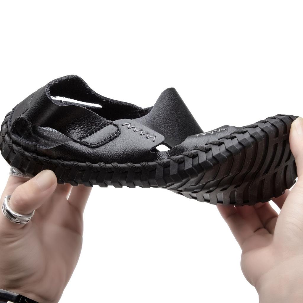 Genuine Leather Men's Sandals Summer Men's Shoes Boys Outer Wear Wrapped Sandals Men's Beach Shoes