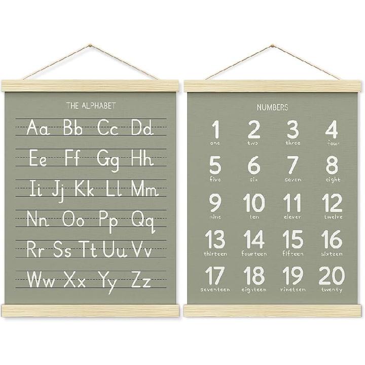 BONETAT Numbers alphabet poster for Nursery Toddlers, Play Room Wall Decor, ABC Wall Chart, Wall Hanging Decor for Toddler Playroom Decor Kids Wall