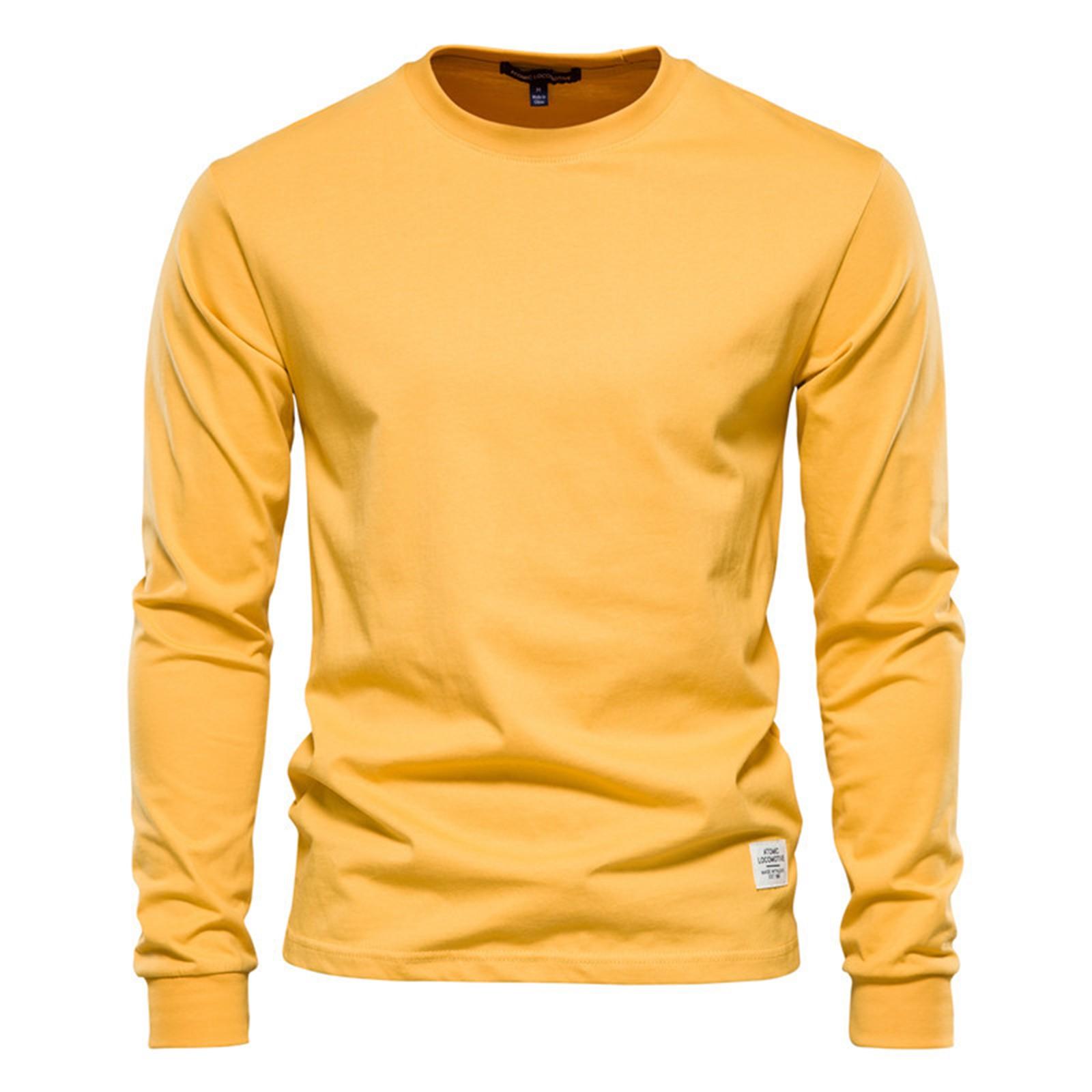 

Осенняя новая мужская однотонная рубашка с длинным рукавом и хлопковой футболкой под ней XXL жёлтый