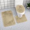 3pc Bathroom Set Rug Mat Toilet Lid Cover Plain Color Bathmats