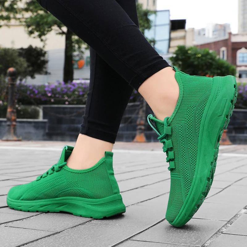 Scarpe Sportive Casual da Donna Sneakers in Rete Leggere Traspiranti Scarpe da Corsa da Donna a Colore Unico con Suola Spessa Suola Antiscivolo