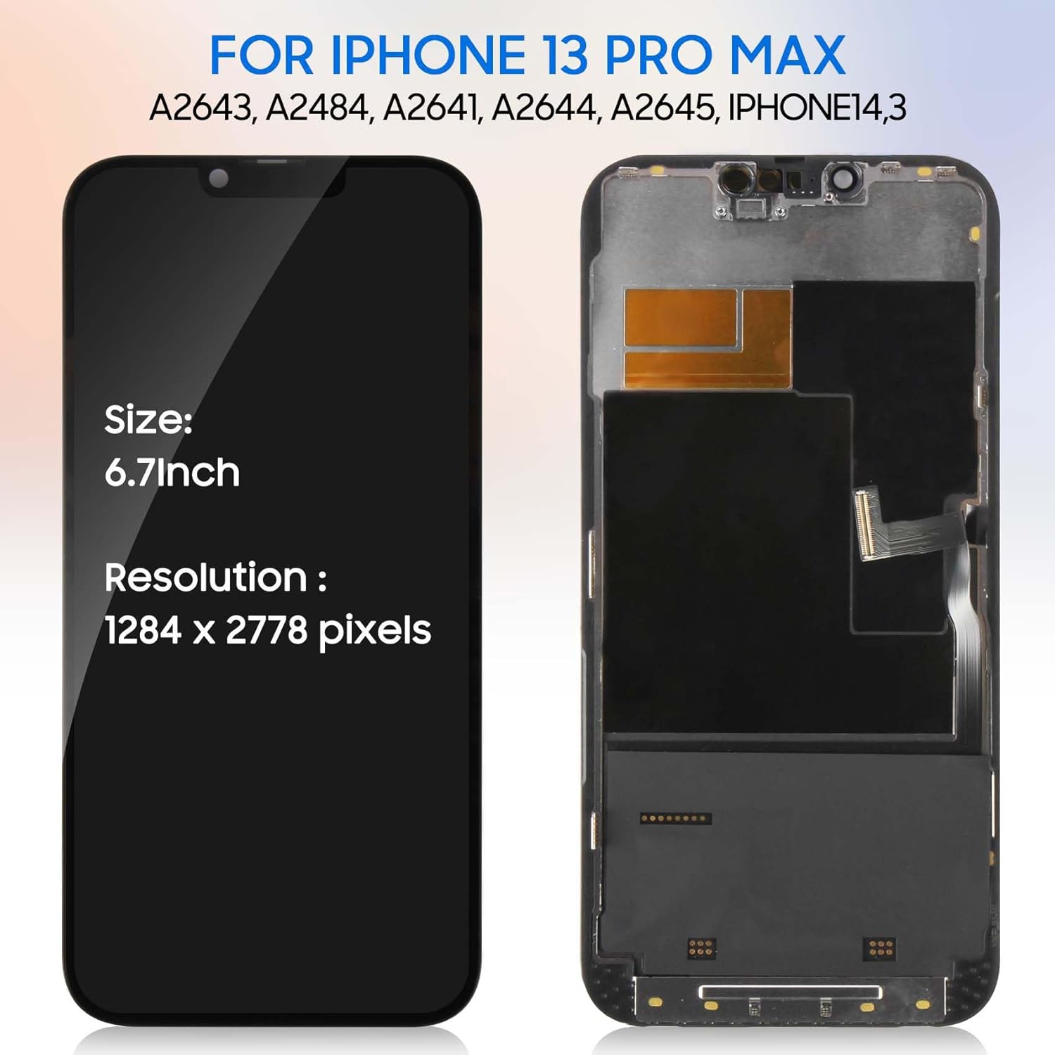 

Incell for iPhone 13 Pro Max LCD Screen Replacement (Model A2484, A2641, A2644, A2645, A2643) 6.7 inch Touch Screen Display Digitizer Assembly Repair
