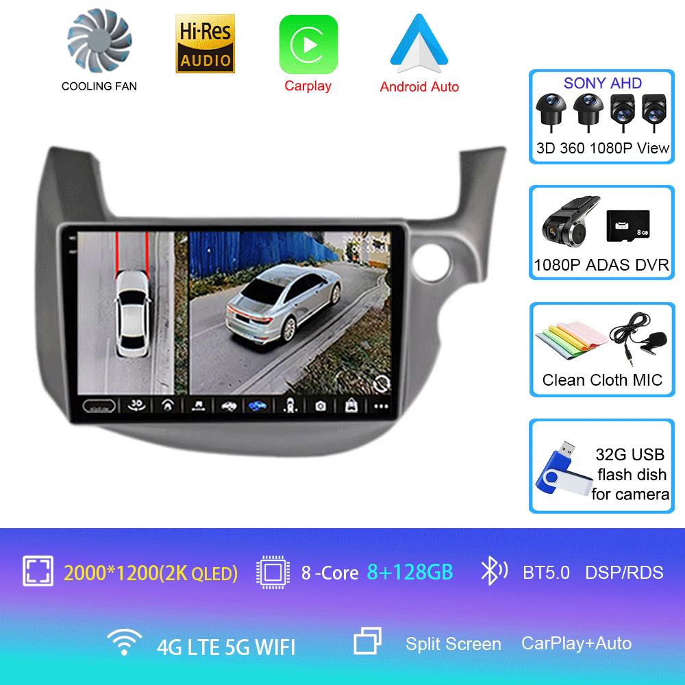 Car Radio Android 14 Carplay For HONDA FIT JAZZ 2007 - 2013 Navigation Multimedia Player Stereo 5gWiFi+4G BT DVD Head Unit Auto