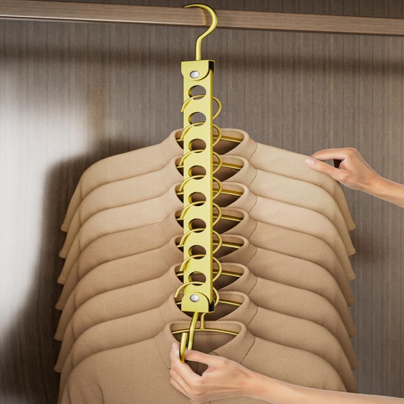 8 Hole Aluminum Alloy Clothes Hanger Space Saving Foldable Pants Hanger Magic Seamless Multiplayer Closet Organizer