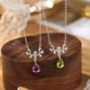 Crown Water Drop Color Treasure S925 Sterling Silver Necklace Light Luxury Amethyst Peridot Clavicle Chain Niche High-end Jewelry Gift