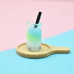 Hot Sale Bulk Stock Resin Jewelry Earring Keychain DIY Accessories Milk Bubble Tea Design Glass Bottle Charm for Souvenir Use