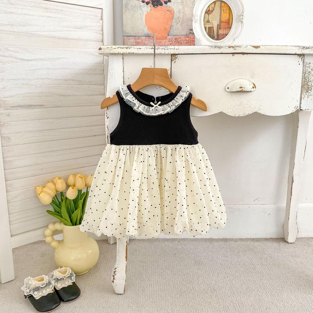 Cute Polka Dot Sleeveless Bud Skirt Dress for Infant Baby Girls Casual Summer Daily Wear Outfit