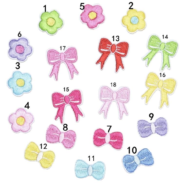 18 peças Patches Bordados de Desenho Animado Laço Adolescente Bordado Patches de Reparo para Artesanato e Decoração de Vestuário