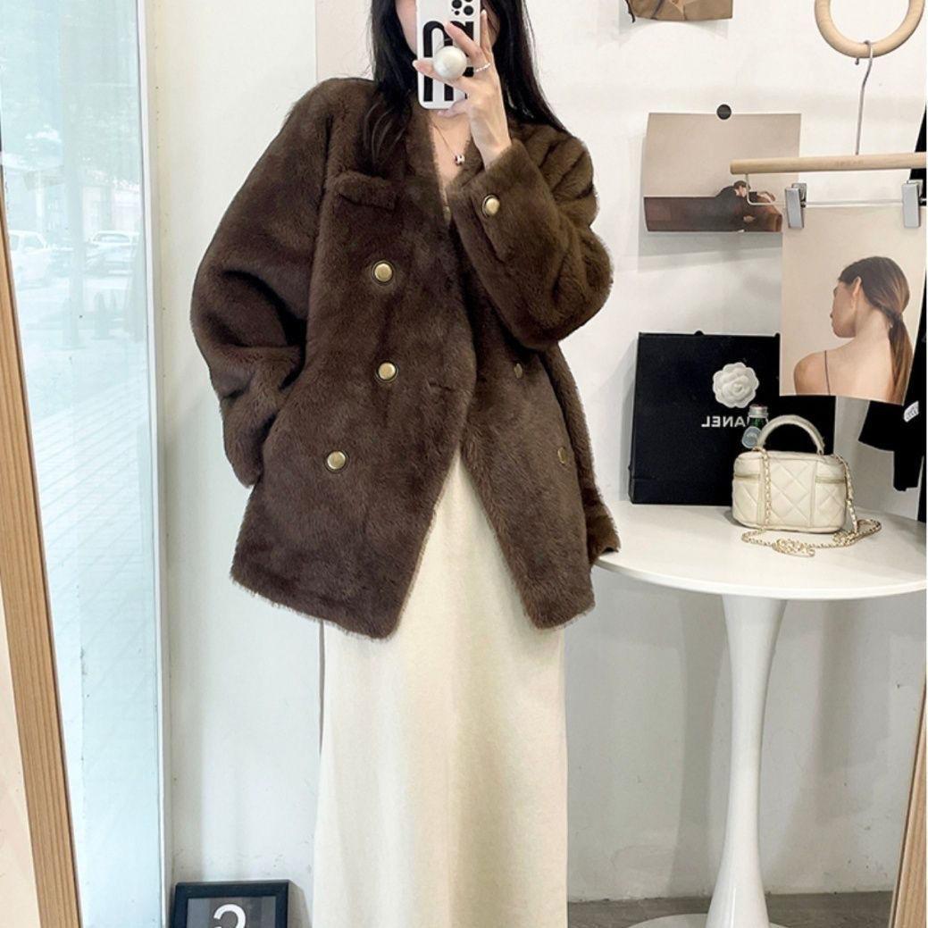 

Осень и зима новая меховая интегрированная меховая куртка женская одежда европейская норка кардиган топ L120-145 catties Length 70 темно-коричневого