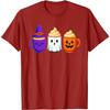 Cute Pumpkin Ghost Witch Coffee Graphic T-Shirt Funny Halloween Holiday Cotton Tee