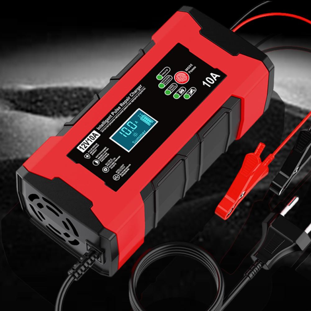 12V 10A Smart Fast Charger Touch Screen Pulse Repair Automatic Smart Battery Charger Digital LCD Display for Car Motorcycle