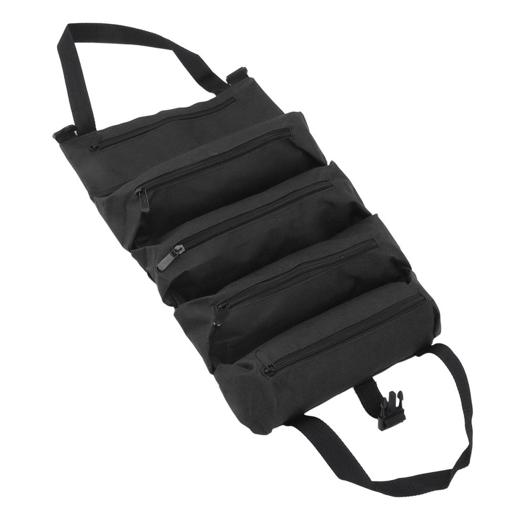 Roll Up Tool Bag 5 Zipper Pockets Portable Oxford Cloth Electricians Tool Bag for Carpenter Plumber