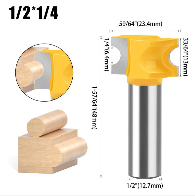 Half Round Side Cutter Bit Half Round Side Cutter Bit Woodworking Bit 1/4inch 1/2inch Shank