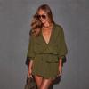 Amazon Europe and the United States autumn new fashion long-sleeved solid color strap temperament shirt dress