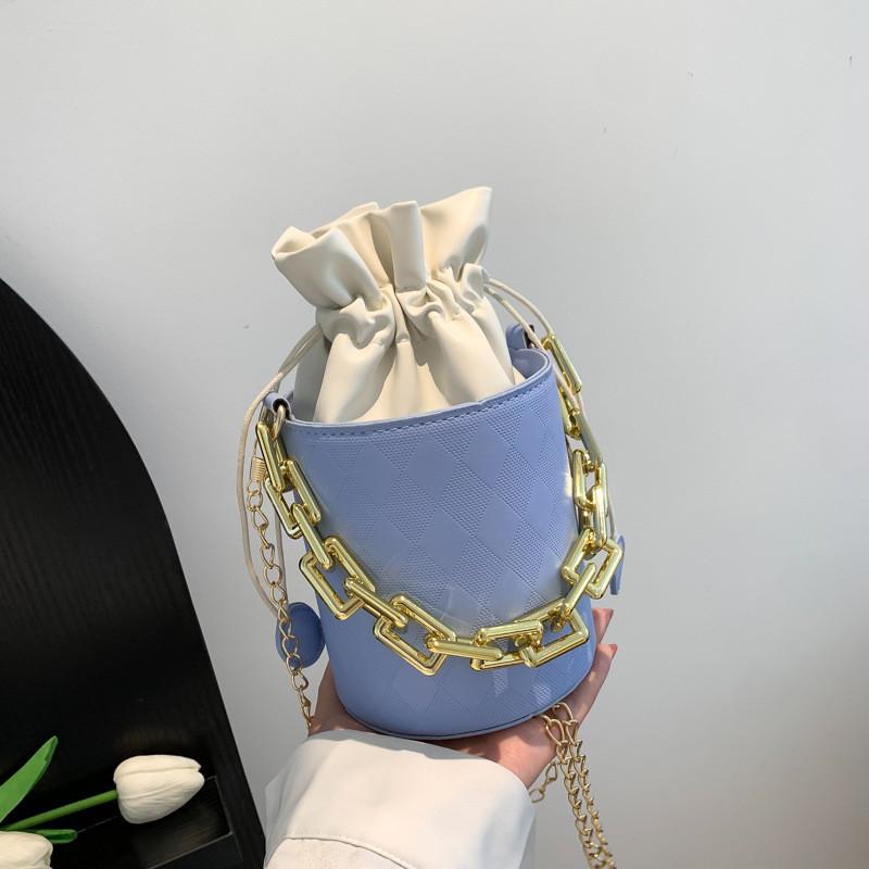 Chic Casual Womens Bucket Bag Stylish Chain Strap Shoulder Bag Versatile Color Options