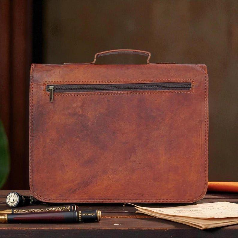 Leather Laptop Messenger Briefcase Men, Monogram Cross Body Computer Sling Satchel Project Bag, Groomsmen Christmas Gift