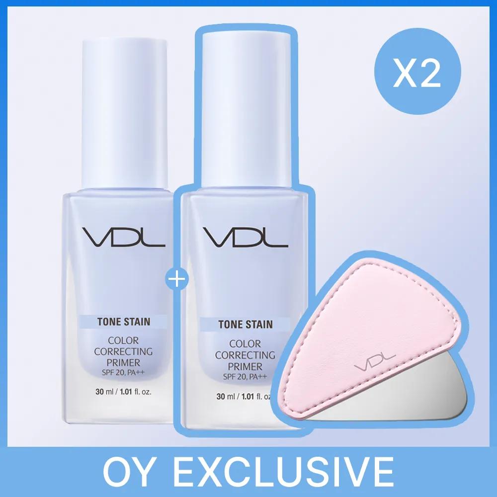 VDL Tone Stain Color Correcting Primer 30ml 03 Serenity x2 + Triangle Spatula