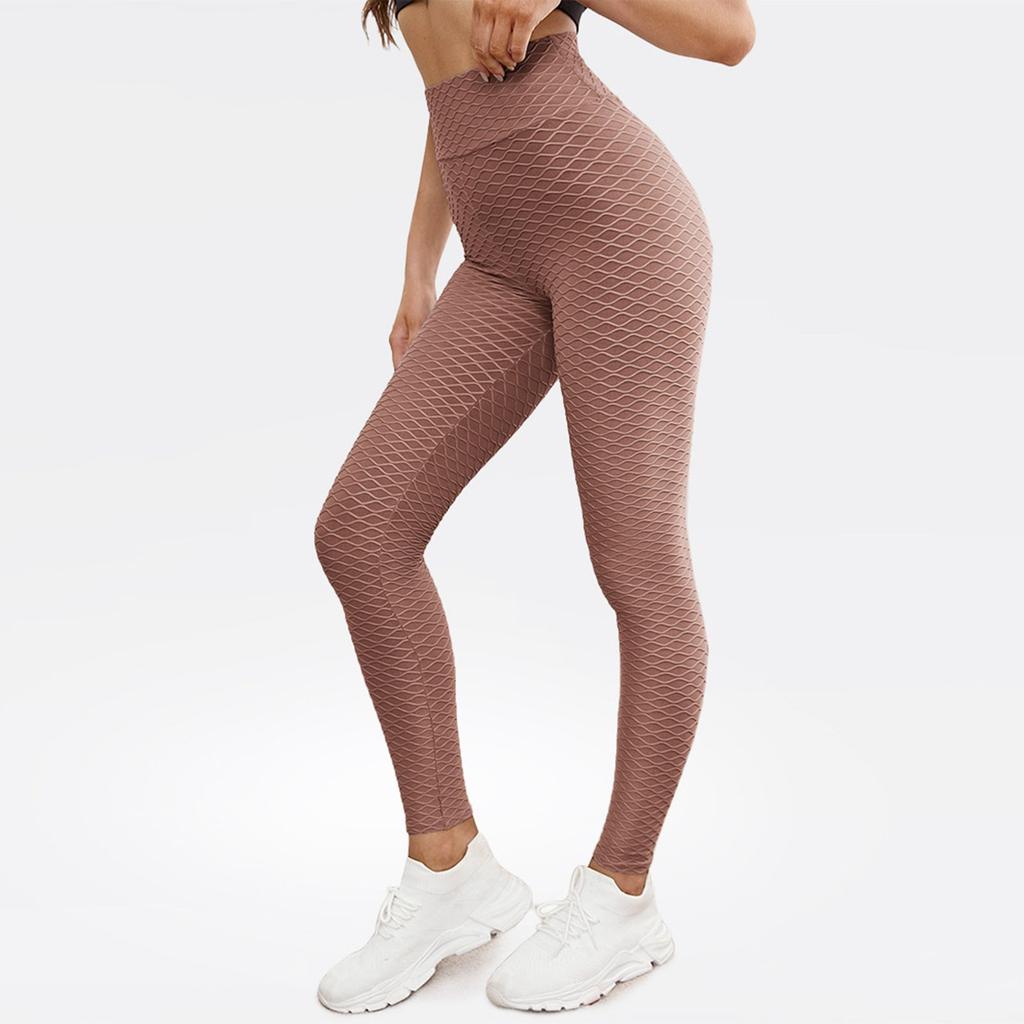 Women's Fashion Color Peach Butt Lifting Yoga Bubble Pants High Waist Sports Tights