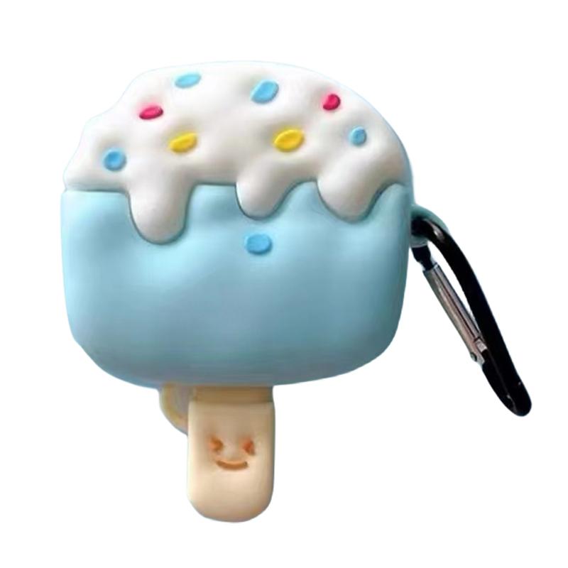 

For Apple AirPods 3 Cartoon Ice Cream Design Earphone Cover Silicone Drop-proof Case with Anti-lost Buckle