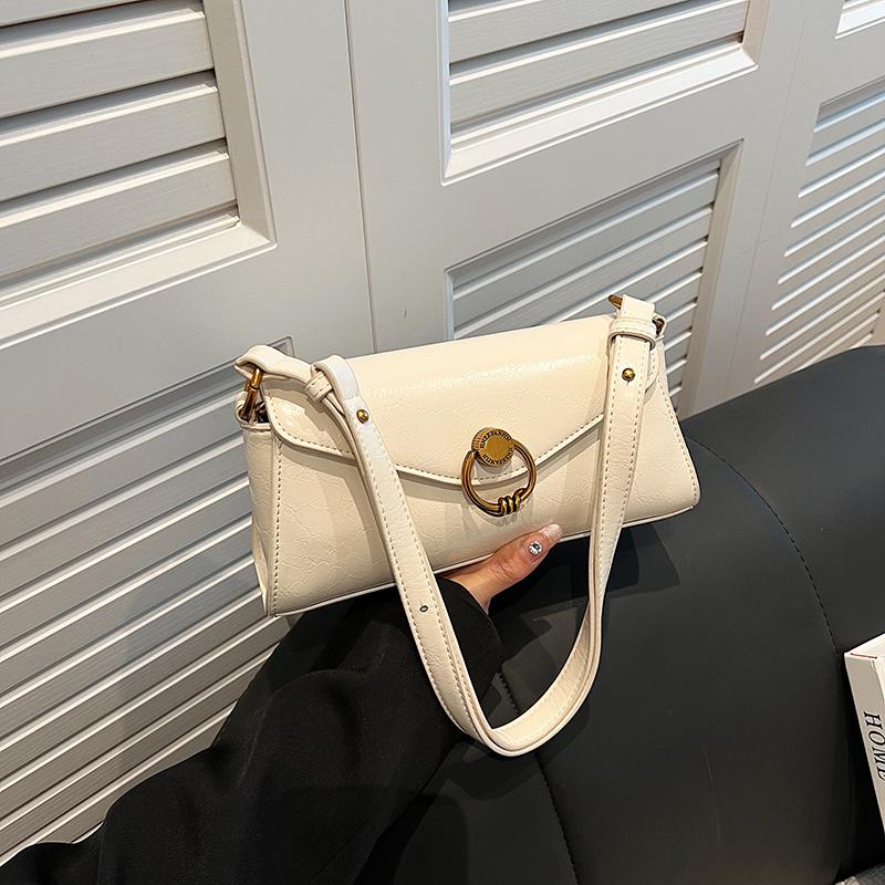 Vintage PU Leather Small Flap Shoulder Bags for Women New Trendy Female Commuter Crossbody Bag Simple Handbags and Purses