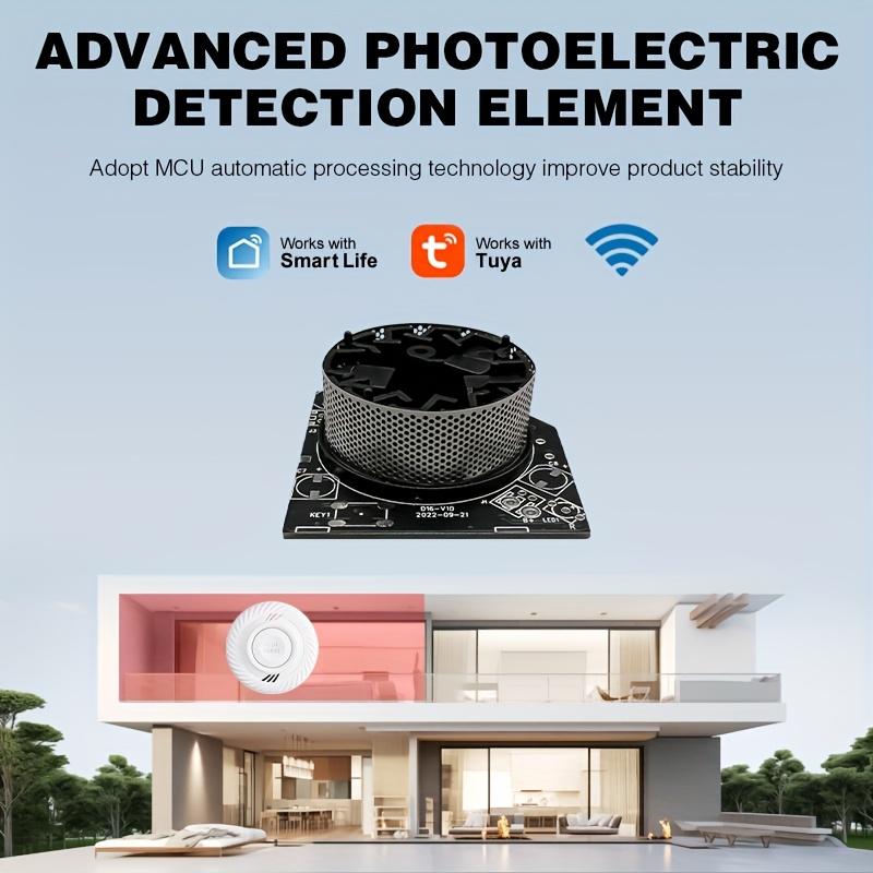 Tuya smoke detector, WiFi smart smoke detector, fire smoke detector, WiFi connection supports remote alarm information, dual sensors.