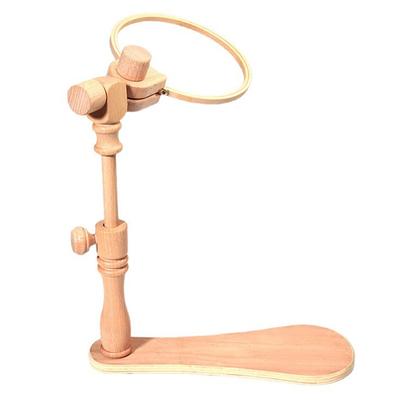 A25F-Embroidery Hoop Holder Adjustable Stand Hand Cross Stitch Versatile Beech Wood Rotatable Tool