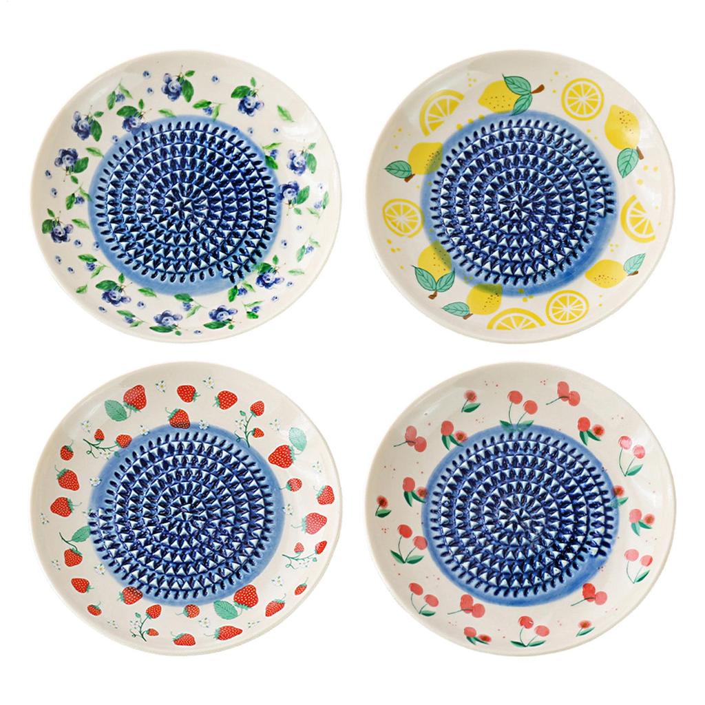 Ceramic Garlic Grater Plate Garlic Grater Bowl  Round Manual Ceramic Plate For Ginger Cheese Tomato Strawberry Fruit Vegetable