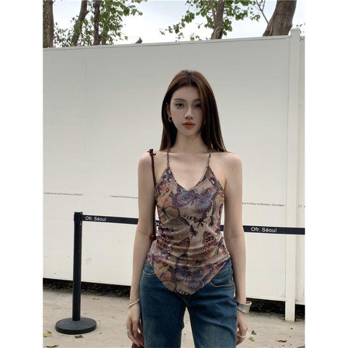 Women Long Tank Tops Printing Girls Y2K Tops Bandeau Vest Backless For Lady Sexy Fashion Street Wear