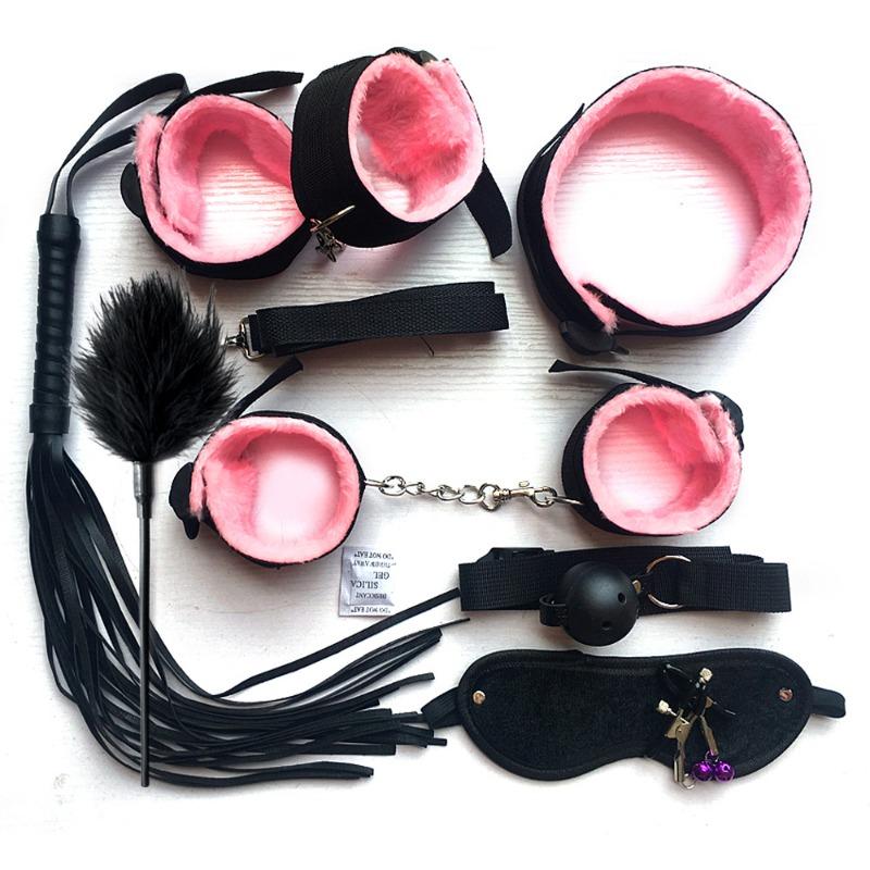 BDSM Restraint Sets, Female Sex Toys Handcuffs, Gags, Blindfolds, Whips, Restraint Straps, Nipple Clamps Adult Game Accessories,