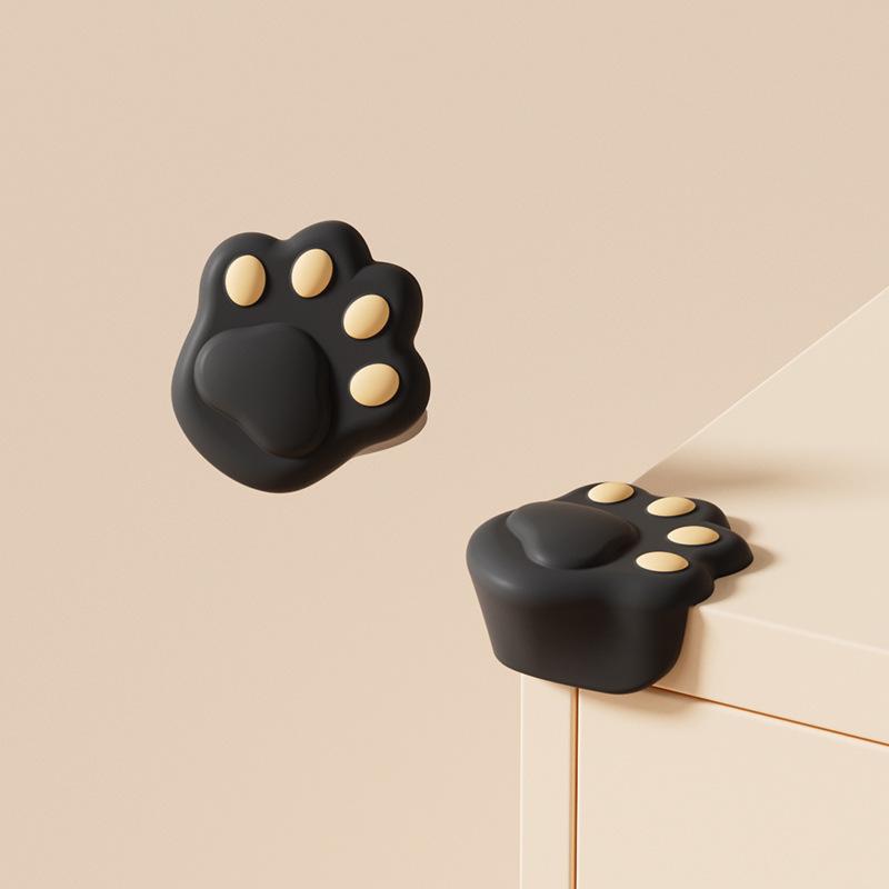 

2Pcs Cute Cat Paw Silicone Corner Guard Baby First Walk Proof Edge Protector for Table Desk Collision Avoidance Cabinet Safety 2pcs чёрный