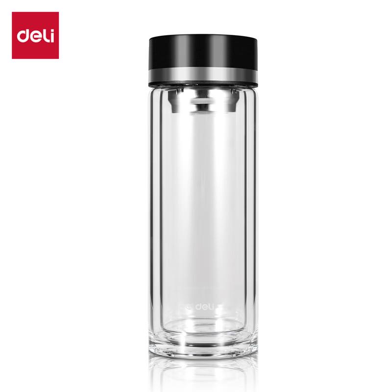 Deli LL508 Double-Layer Glass Tea Infuser Travel Mug