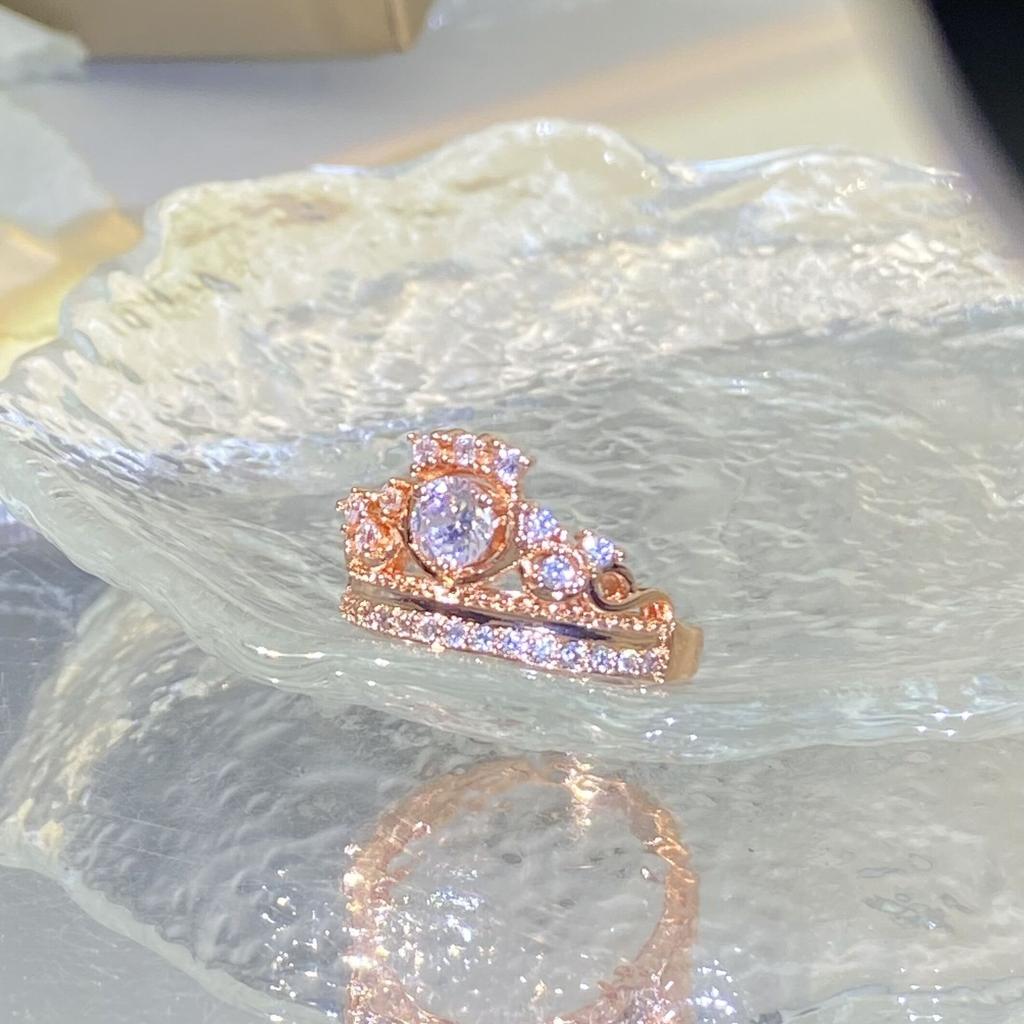 Personalized European and American Crown Rings  Diamond Set Couple Accessories Creative Accessories Rings