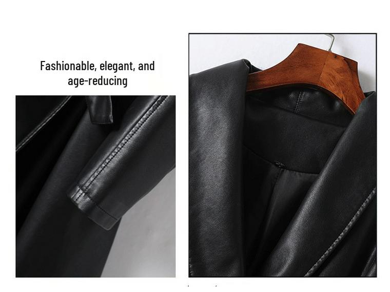 Women's Sheepskin Coat: Elegant Lace-Up, Waist-Cinching, Long Leather Skirt Style, 2025 Collection