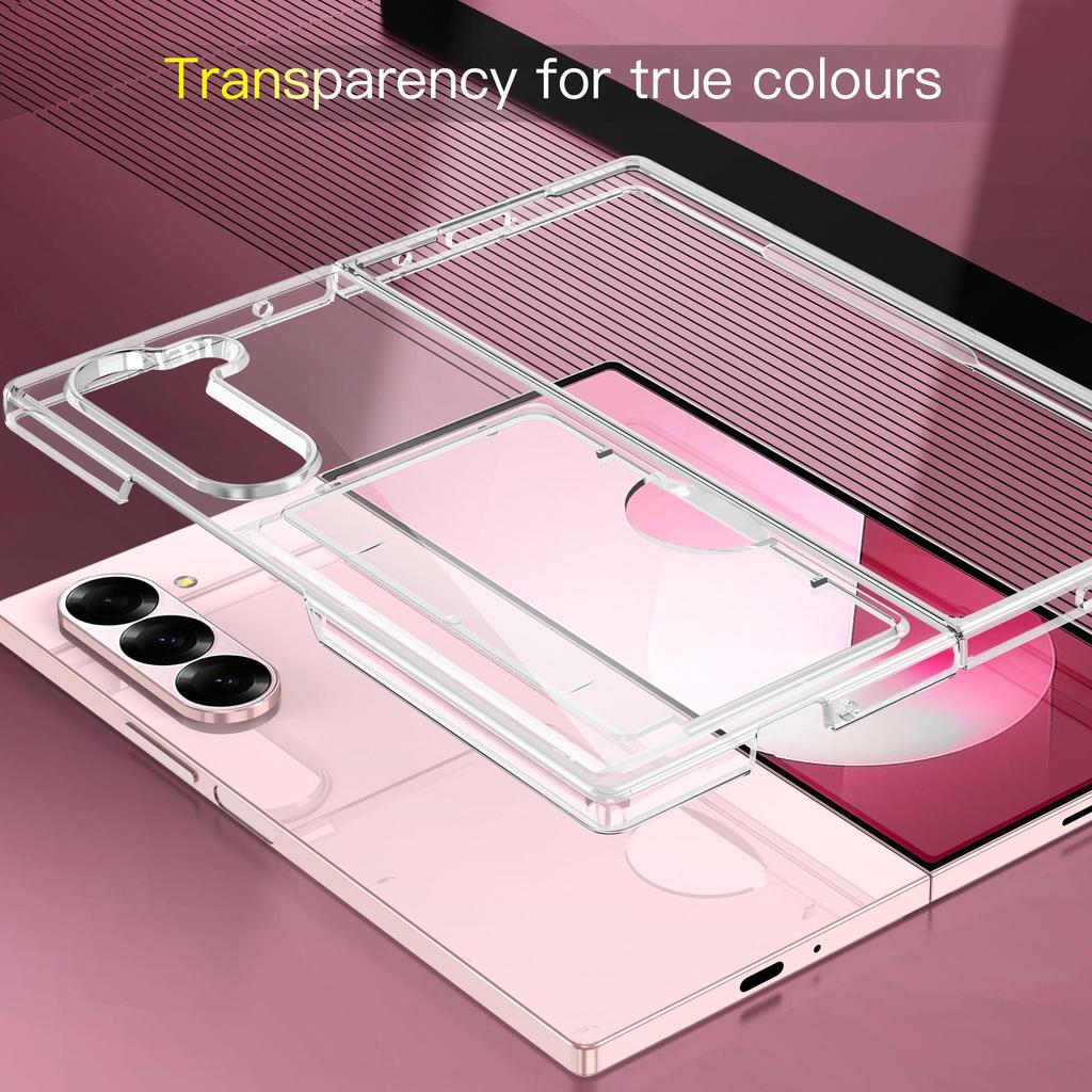 Samsung Z Fold7 Transparent Card Holder & Stand Case - Frosted Protective Design for Foldable Screen